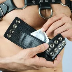 DARK-LINE Bracelet Porte-billets Cuir Zippé