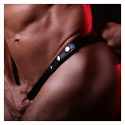 DARK-LINE Cockring Métal Sur Harnais Hanche Cuir