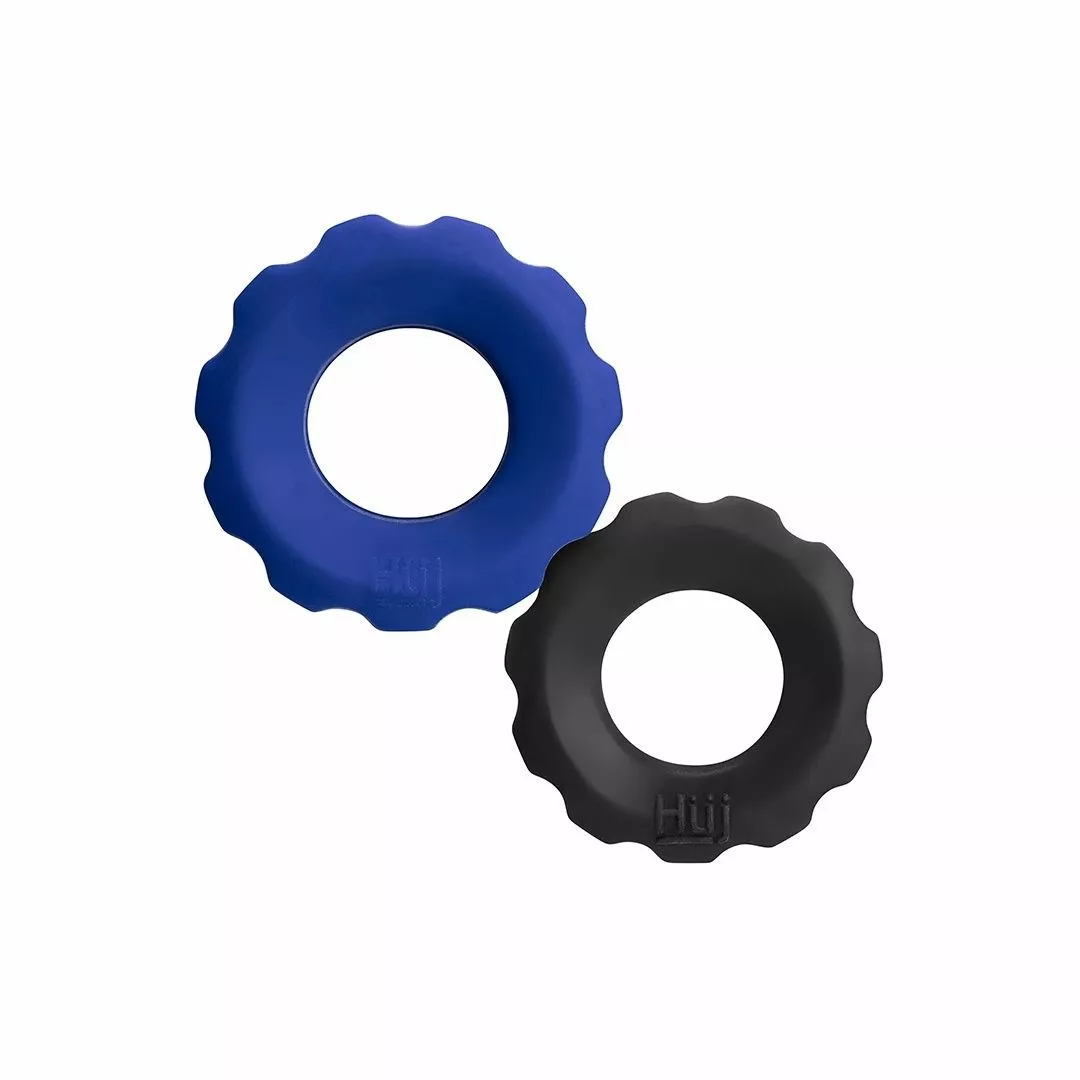 Oxballs HÜNKYJUNK Cog 2-size C-ring Pack Cobalt Noir 4 Oxballs HÜNKYJUNK Cog 2-size C-ring Pack Cobalt Noir – Image 2