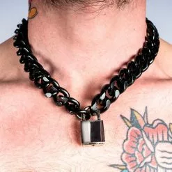 ATTACK MEN Collier De Puppy Noir Avec Cadenas -Poppers et Leather Cleaners Soldes collier de puppy noir avec cadenas 2