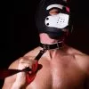 DARK-LINE Deluxe Bondage Leather Collar Black White