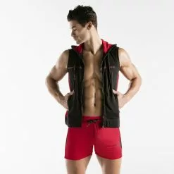 Code 22 Hoody Active Sleeveless Noir Rouge