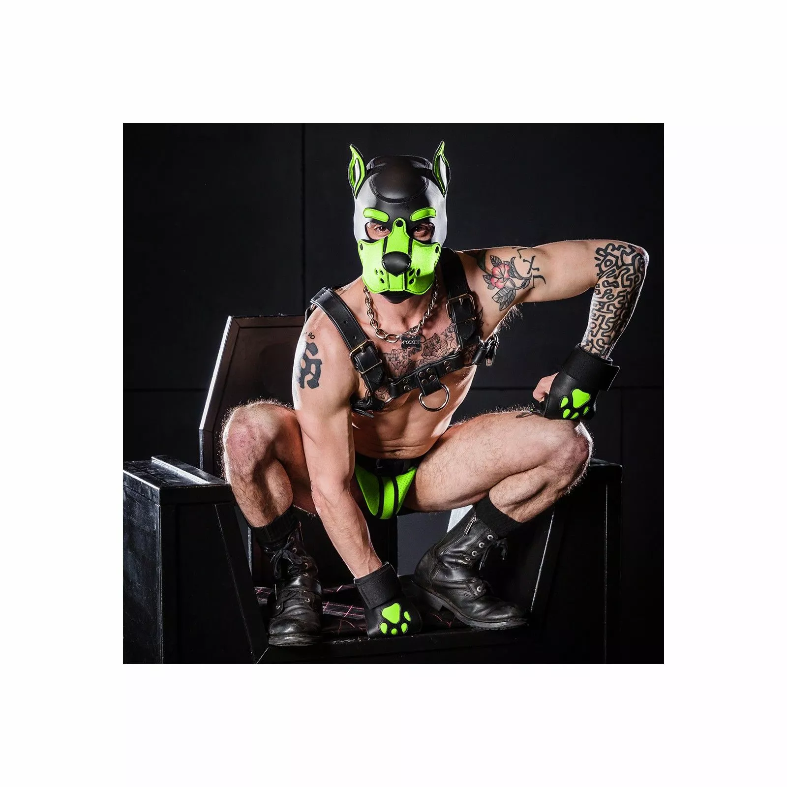 MR-S-LEATHER K9 Cagoule Neoprene Vert Lime 5 MR-S-LEATHER K9 Cagoule Neoprene Vert Lime – Image 3
