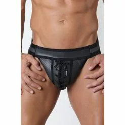 CellBlock13 KICK OFF LACE UP Neo Jockstrap Noir