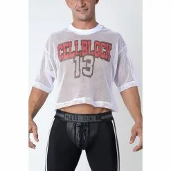 CellBlock13 KICK OFF Mesh Crop Top Blanc