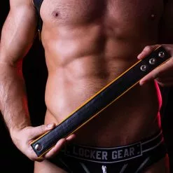 DARK-LINE Brassard Biceps Straps Jaune 9 DARK-LINE Brassard Biceps Straps Jaune -Poppers et Leather Cleaners Soldes leather biceps strap yellow 3