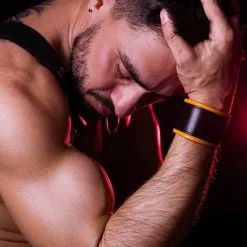 DARK-LINE Bracelet De Force Cuir Jaune