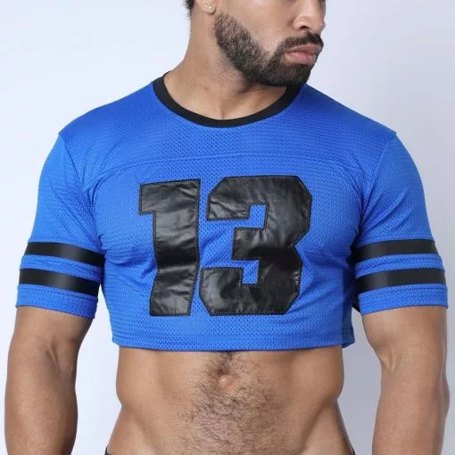 CellBlock13 LINEBACKER CROP TOP Bleu -Poppers et Leather Cleaners Soldes linebacker crop top bleu