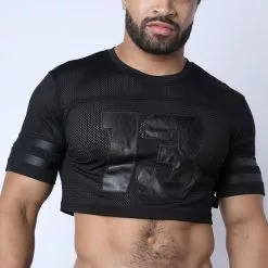 CellBlock13 LINEBACKER CROP TOP Noir