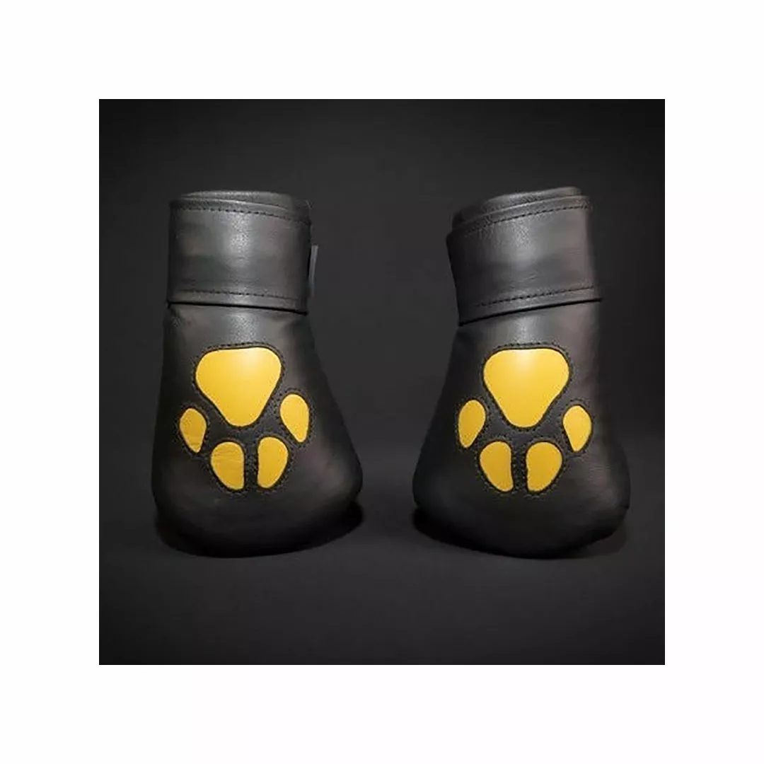 MR-S-LEATHER Moufles De Puppy Cuir K9 Jaune 4 MR-S-LEATHER Moufles De Puppy Cuir K9 Jaune – Image 2