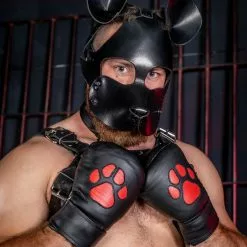 MR-S-LEATHER Moufles De Puppy Cuir K9 Rouge