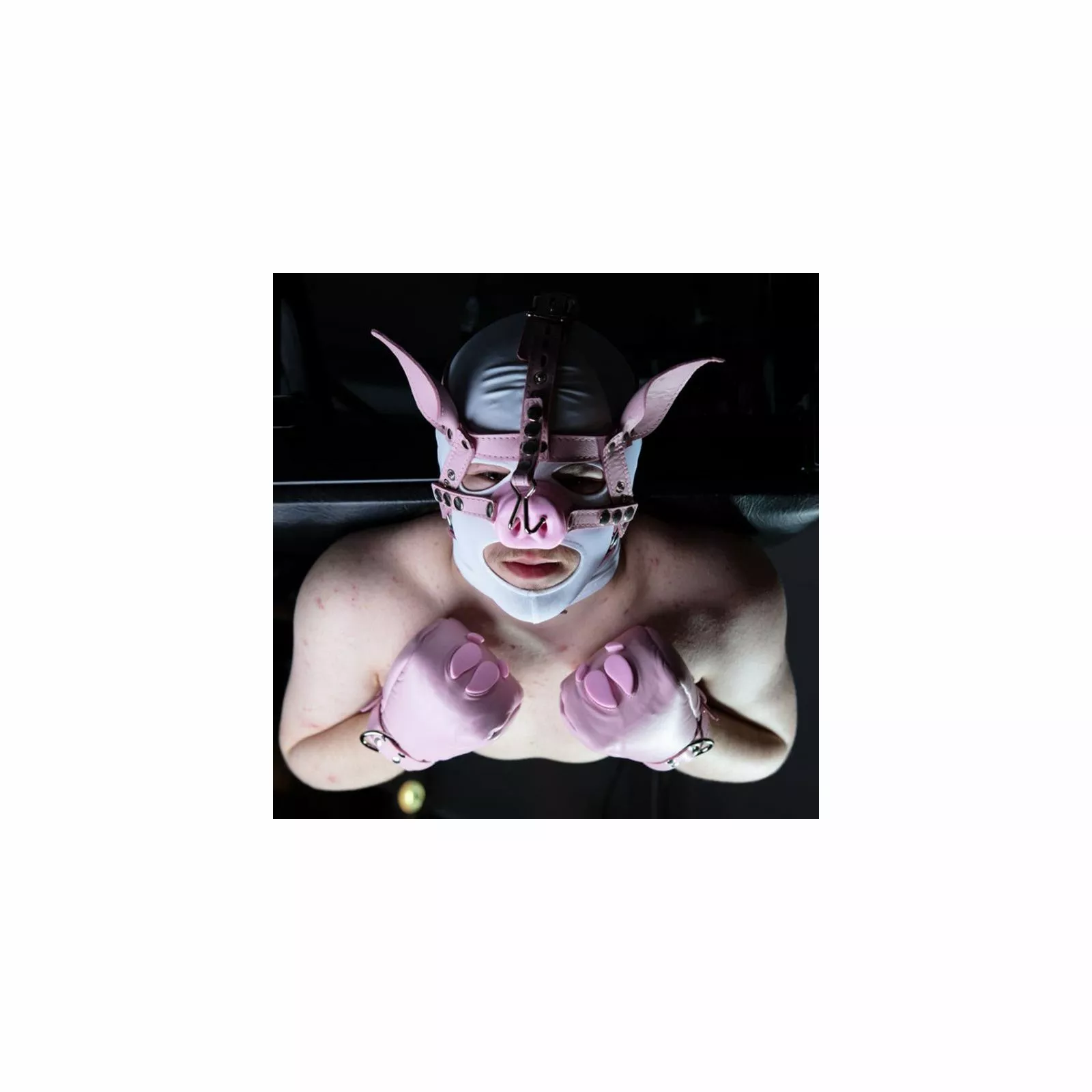 Mister B Mr B Leather Pig Head Harness Pink 3 Mister B Mr B Leather Pig Head Harness Pink