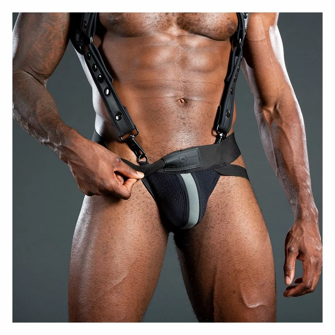MR-S-LEATHER Neo Air Mesh Jock Noir/Gris 4 MR-S-LEATHER Neo Air Mesh Jock Noir/Gris – Image 2