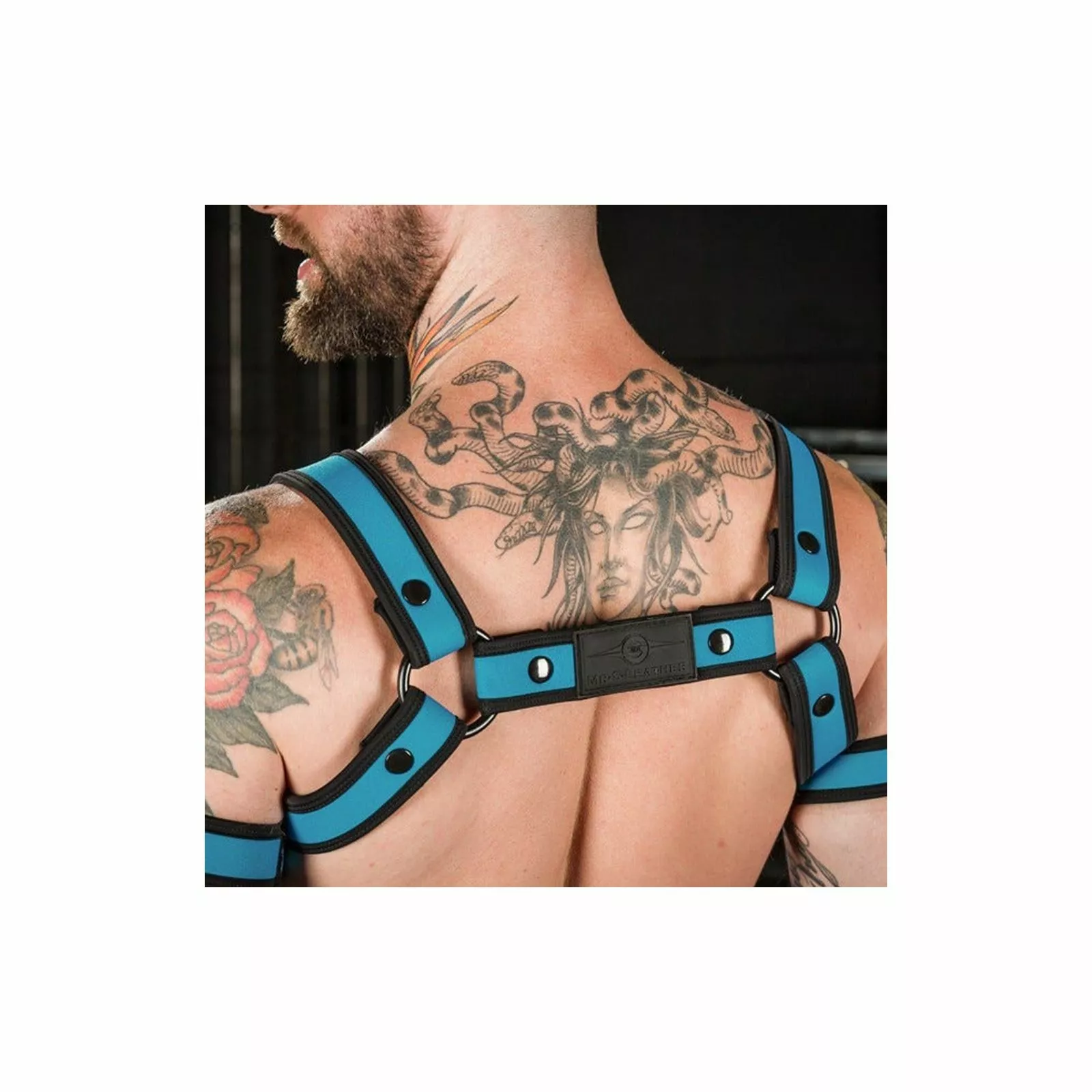 MR-S-LEATHER Neo Bold Bulldog Harness Aqua 6 MR-S-LEATHER Neo Bold Bulldog Harness Aqua – Image 4