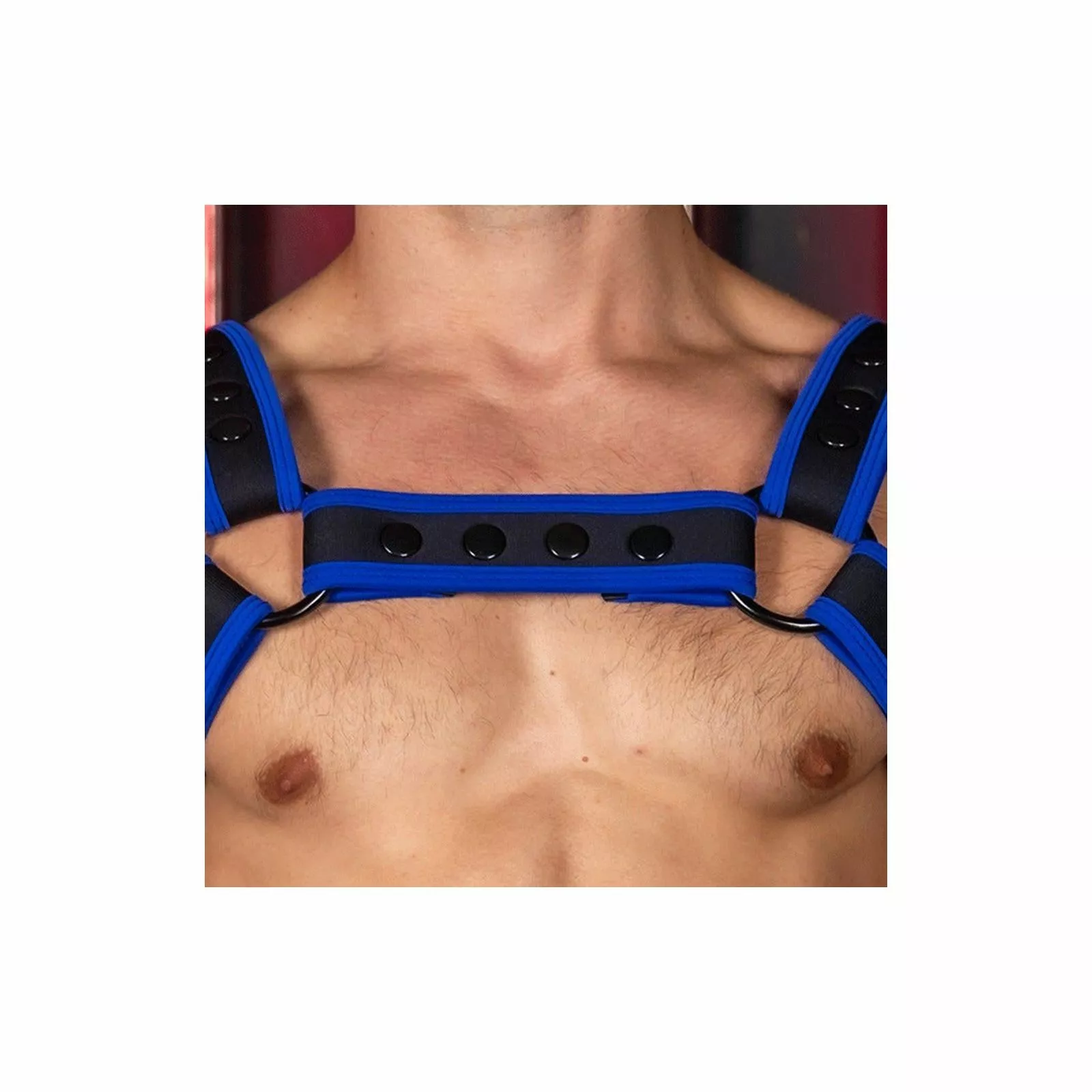 MR-S-LEATHER Neo Carbon Bulldog Harnais Noir/bleu 5 MR-S-LEATHER Neo Carbon Bulldog Harnais Noir/bleu – Image 3