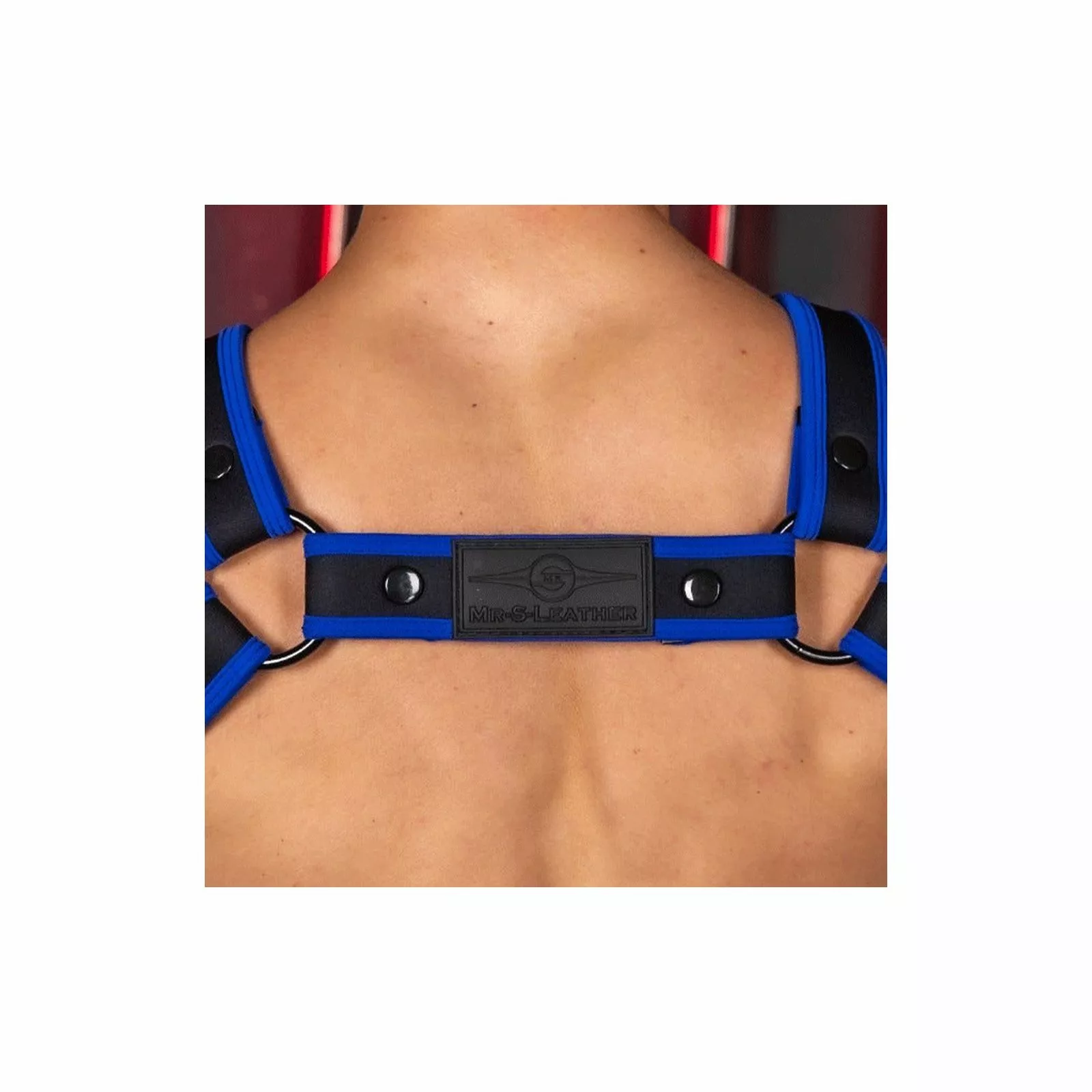 MR-S-LEATHER Neo Carbon Bulldog Harnais Noir/bleu 6 MR-S-LEATHER Neo Carbon Bulldog Harnais Noir/bleu – Image 4