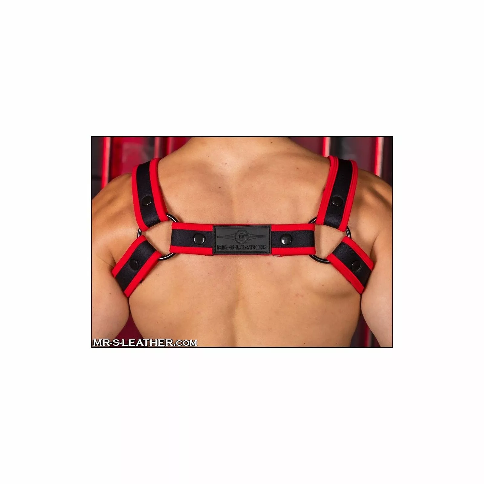 MR-S-LEATHER Neo Carbon Bulldog Harnais Noir/rouge 4 MR-S-LEATHER Neo Carbon Bulldog Harnais Noir/rouge – Image 2