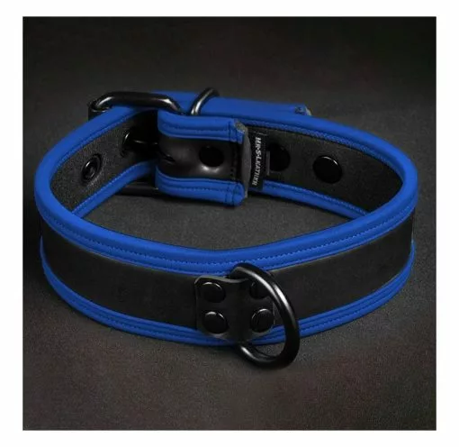 MR-S-LEATHER Néo Puppy Collar Noir Bleu -Poppers et Leather Cleaners Soldes neo puppy collar noir bleu