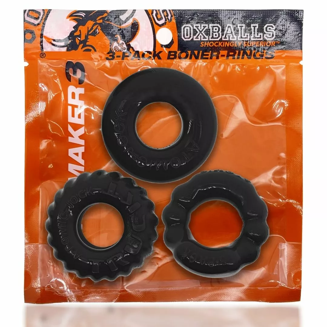 Oxballs OX BONEMAKER Pack De 3 Cockrings Noirs 4 Oxballs OX BONEMAKER Pack De 3 Cockrings Noirs – Image 2