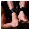 DARK-LINE Padded Leather Anklecuffs Black 30cm -Poppers et Leather Cleaners Soldes padded leather anklecuffs black