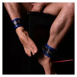 DARK-LINE Padded Leather Anklecuffs Blue 30cm