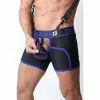 CellBlock13 STALLION ZIPPER Zipper Neo Shorts Avec C-RING Bleu -Poppers et Leather Cleaners Soldes stallion zipper short neoprene avec c ring