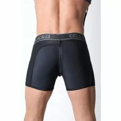 CellBlock13 STALLION ZIPPER Zipper Neo Shorts Avec C-RING Noir -Poppers et Leather Cleaners Soldes stallion zipper short neoprene avec c ring 12