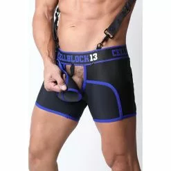 CellBlock13 STALLION ZIPPER Zipper Neo Shorts Avec C-RING Bleu