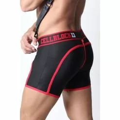 CellBlock13 STALLION ZIPPER Zipper Neo Shorts Avec C-RING Rouge -Poppers et Leather Cleaners Soldes stallion zipper short neoprene avec c ring 7