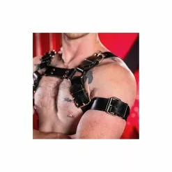 MR-S-LEATHER Trojan Armband Silver